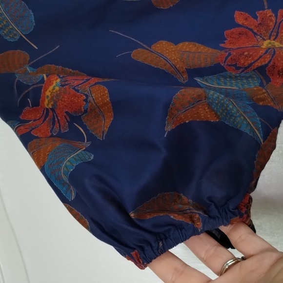 Christian Dior blouse floral puff sleeve size 10 button back closure vtg - Picture 3 of 11